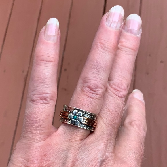 BOUTIQUE 2-TONE MEDITATION FIRE OPAL 925 RING, 8 - Picture 8 of 11